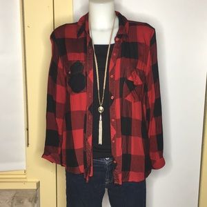Maison Jules Plaid Button-down Top
